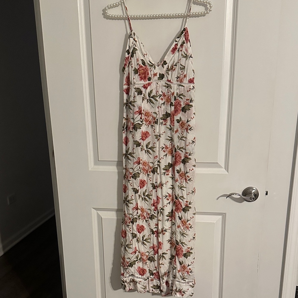 American Eagle Outfitters Floral Jumpsuit - White and Red